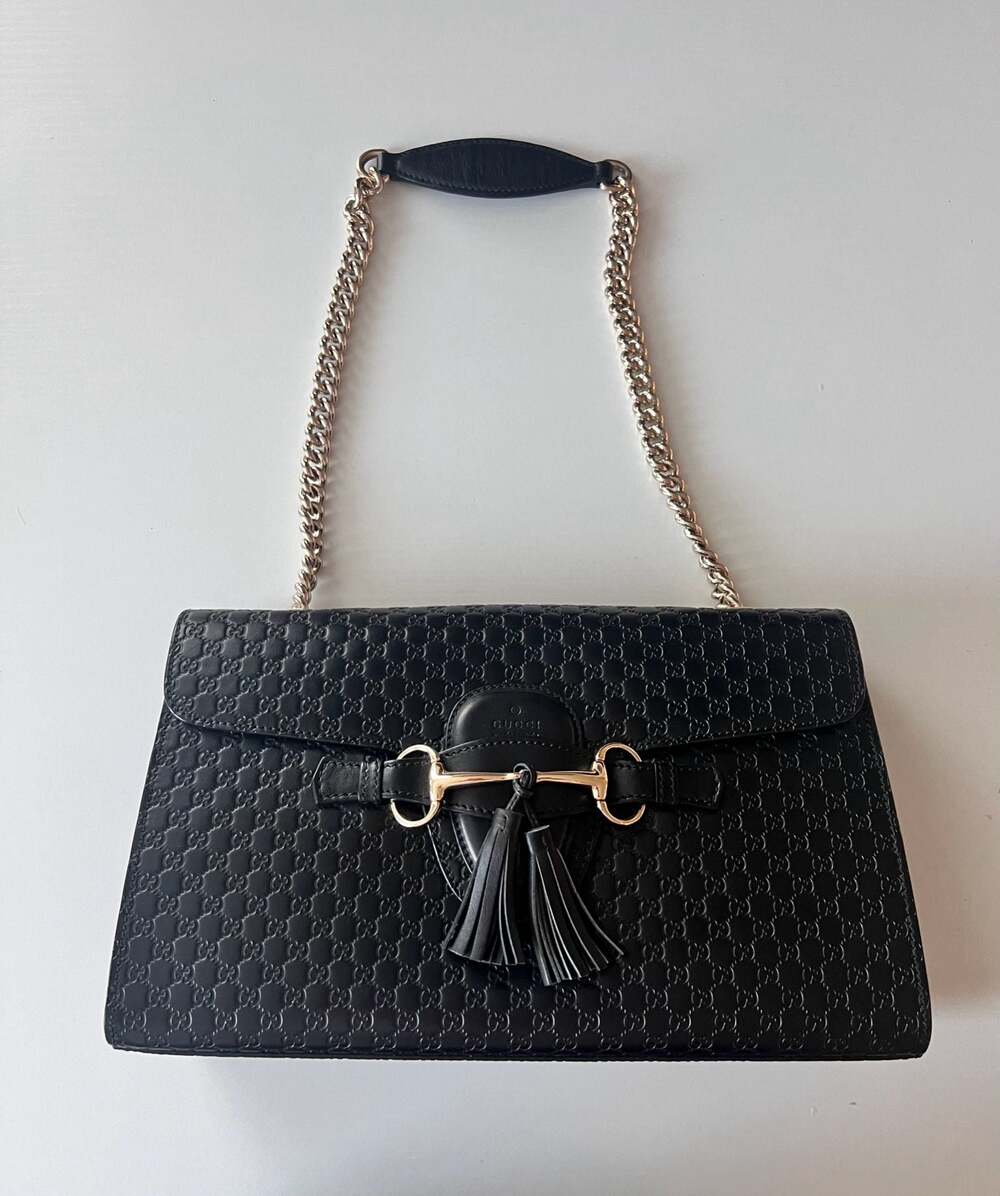 Gucci Microguccissima Medium Emily Horsebit Chain Shoulder Bag